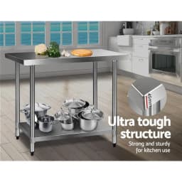 1219x610mm Stainless Steel Kitchen Work Bench 430 Grade Heavy Duty Prep Table