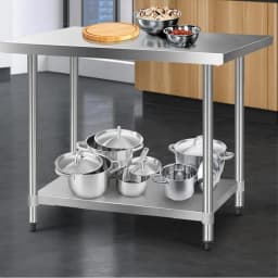 1219x610mm Stainless Steel Kitchen Work Bench 430 Grade Heavy Duty Prep Table
