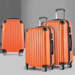 3 Piece Hard Shell Spinner Luggage Set with TSA Lock Orange Carry On Suitcases 20 24 28 Inch
