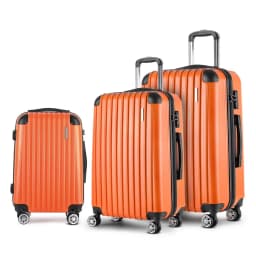 3 Piece Hard Shell Spinner Luggage Set with TSA Lock Orange Carry On Suitcases 20 24 28 Inch
