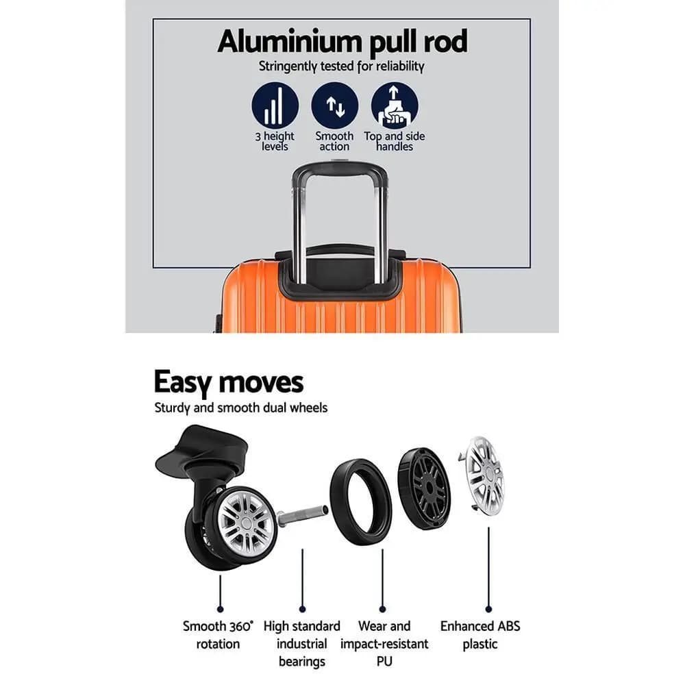3 Piece Hard Shell Spinner Luggage Set with TSA Lock Orange Carry On Suitcases 20 24 28 Inch