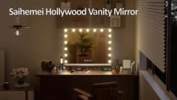 Teousev Hollywood Makeup Mirror Large Vanity Light Mirror with Dimmable 17 LED Bulb USB Charing Port Vanity Makeup Mirror