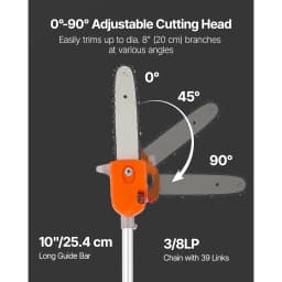 SucceBuy Gas Pole Saw 2Stroke Gas Powered Pole Saws w/Cutting Bar Cordless w/Rotatable Head Extendable for Tree Trimming Pruning
