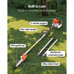 SucceBuy Gas Pole Saw 2Stroke Gas Powered Pole Saws w/Cutting Bar Cordless w/Rotatable Head Extendable for Tree Trimming Pruning
