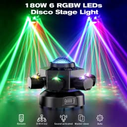 DayFlicker 180W Six-armed Stage light with RGBW 4-IN-1 Lighting Effect and Starry Effect Controlled DMX512 For DJ Party Concert