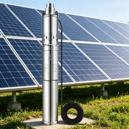 DC Brushless Solar Deep Well Screw Pump with Built-in Smart Controller, Energy-Saving Waterproof Submersible Water Pump for Farm, Villa, RV and Remote Off-Grid Water Supply Scenarios