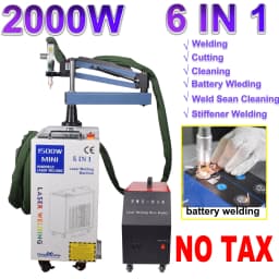 2000W Laser Welder Double Pendulum 6-in-1 Fiber Laser Battery Welding Cleaning Cutting Welding Machine Handheld for All Metal