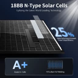 (AU Stock 2-5 Days) AeternaSol 100W 18BB Monocrystalline Solar Panel IP68 Waterproof PV Module, 25% High Conversion Efficiency, 12V 24V Battery Charging for RV, Boat, Yacht, Campervan, Travel Trailer, Off-Grid Solar System, Outdoor Emergency Power, Farm