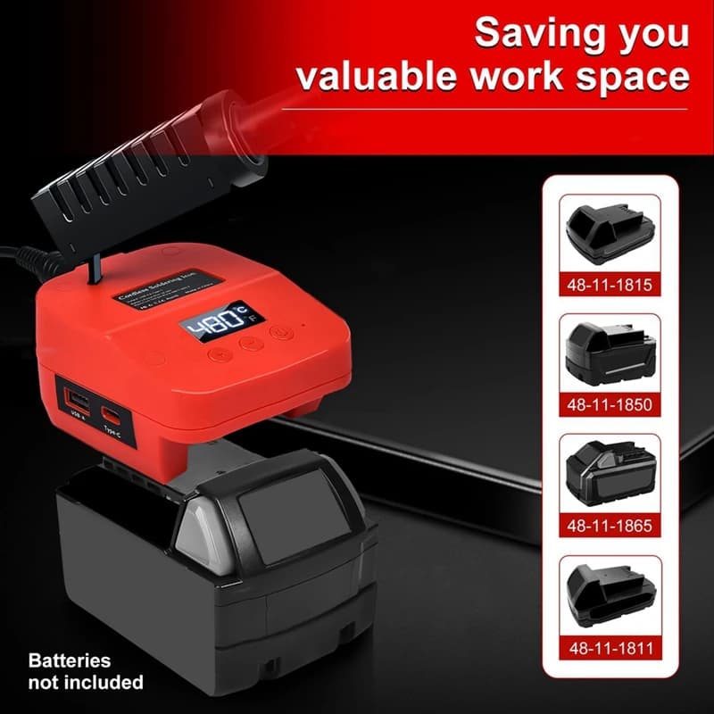 Soldering Iron Station For M18 18V Battery Cordless Soldering Iron With Digital LCD Display,USB&Type-C Port
