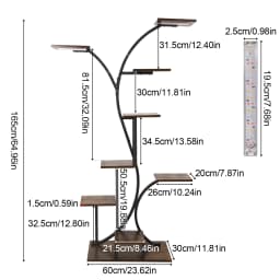 Tall Corner Plant Stand with Grow Lights Industrial Multiple Shelves Display Organizer Flowers Rack