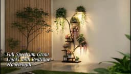 Tall Corner Plant Stand with Grow Lights Industrial Multiple Shelves Display Organizer Flowers Rack