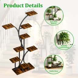 Tall Corner Plant Stand with Grow Lights Industrial Multiple Shelves Display Organizer Flowers Rack