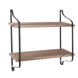 2 Tiers Rustic Wooden Floating Shelves Wall Mounted Display Rack Organizer for Living Room Bedroom Kitchen