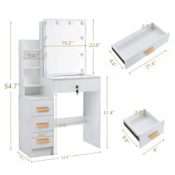 (Valentine's Day Gift) New Home Vanity Table with Makeup Mirror Features 3 Colour Modes and Adjustable Brightness