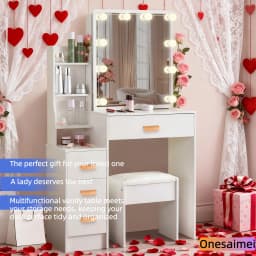 (Valentine's Day Gift) New Home Vanity Table with Makeup Mirror Features 3 Colour Modes and Adjustable Brightness