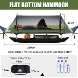 Night Cat Flat Lay Hammock Tent with Sleeping Air Pad Mosquito Net and Waterproof Rainfly for 1 Person Backpacking Hiking Camping Lightweight 330LBS 87x28x19in