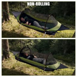 Night Cat Flat Lay Hammock Tent with Sleeping Air Pad Mosquito Net and Waterproof Rainfly for 1 Person Backpacking Hiking Camping Lightweight 330LBS 87x28x19in