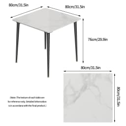 LUVODI 80CM Square Kitchen Dining Table,Modern Dining Room Table with Metal Legs for Living Room Coffee Shop Restaurant