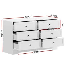 6 Drawer White Chest Storage Cabinet Modern Tall Bedroom Organizer Furniture