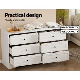 6 Drawer White Chest Storage Cabinet Modern Tall Bedroom Organizer Furniture