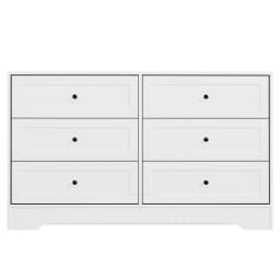6 Drawer White Chest Storage Cabinet Modern Tall Bedroom Organizer Furniture