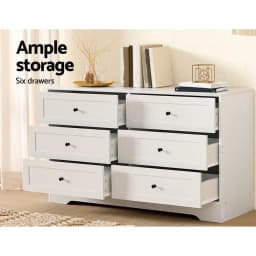 6 Drawer White Chest Storage Cabinet Modern Tall Bedroom Organizer Furniture