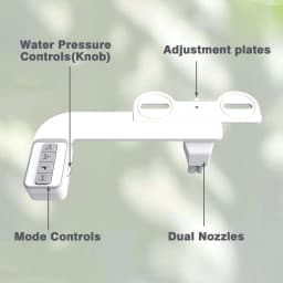 Bidet Attachment for Toilet - Non-Electric Self-Cleaning Dual Nozzles (Feminine & Rear Wash),Adjustable Water Pressure Control