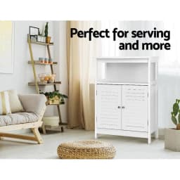 Modern White Buffet Sideboard Storage Cabinet with Doors and Shelves for Dining Room Kitchen Living Room Furniture