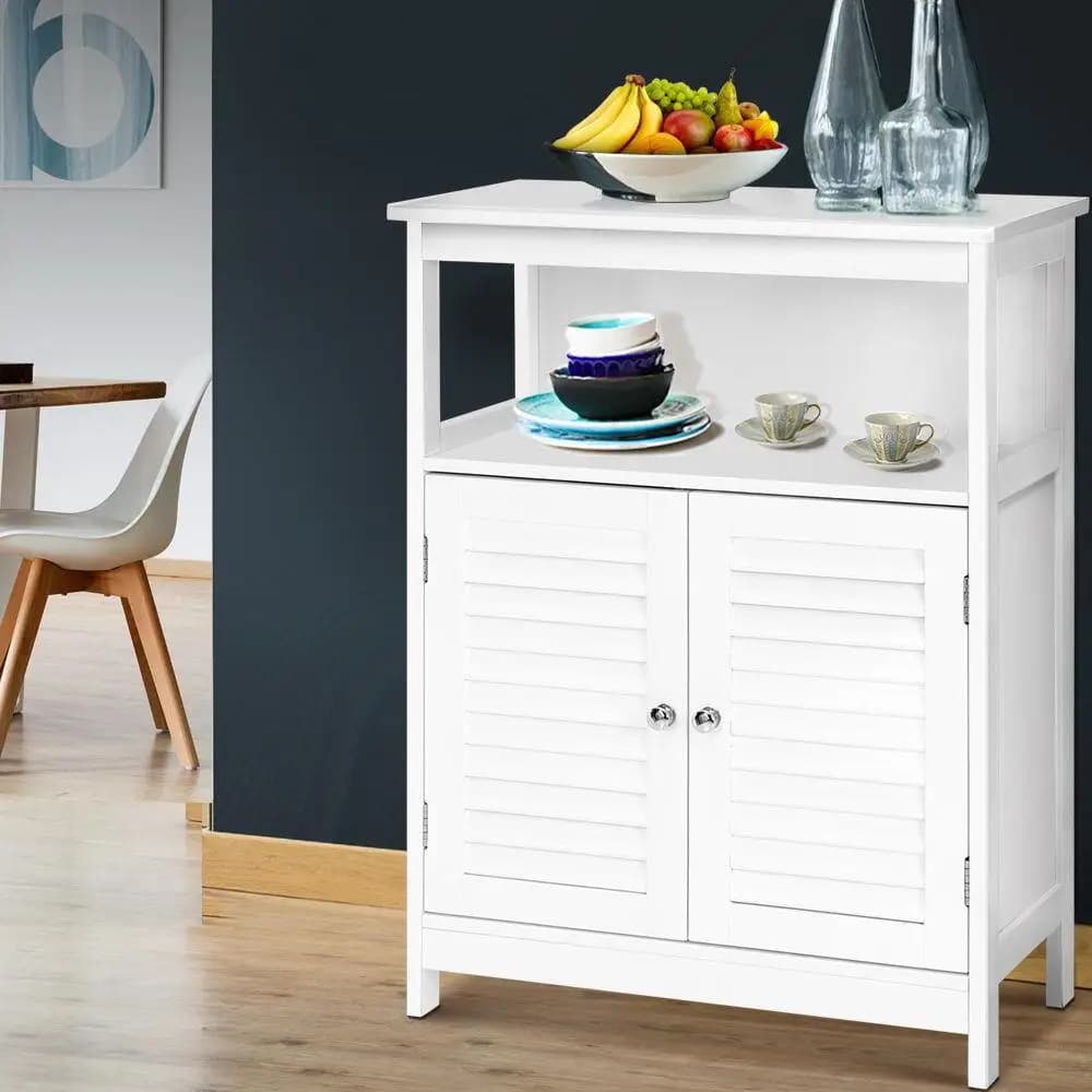 Modern White Buffet Sideboard Storage Cabinet with Doors and Shelves for Dining Room Kitchen Living Room Furniture