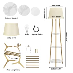 Modern Tripod Floor Lamp Free Standing Light Shade with Shelf Storage for Bedroom Living Room