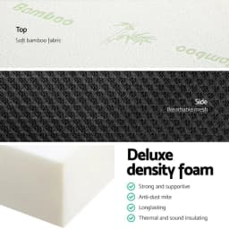 Foldable Foam Mattress Double Size Bamboo Cover Portable Sleeping Pad for Home Guest Room and Travel