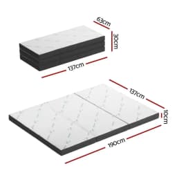 Foldable Foam Mattress Double Size Bamboo Cover Portable Sleeping Pad for Home Guest Room and Travel