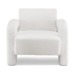 Modern Boucle Accent Armchair Curved Lounge Sofa White Plush Single Seat Living Room Chair