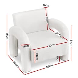 Modern Boucle Accent Armchair Curved Lounge Sofa White Plush Single Seat Living Room Chair
