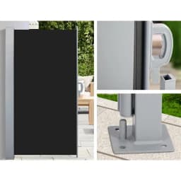 Side Awning Retractable Sun Shade Privacy Screen Outdoor 2x3M Black Garden Patio Wind Blocker
