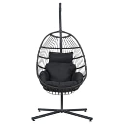 Outdoor Egg Swing Chair Hanging Wicker Rope Pod Stand Foldable Grey Patio Garden Lounge Seat