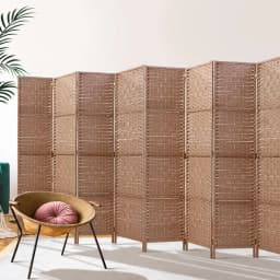 8 Panel Natural Woven Room Divider Screen 326x170cm Folding Privacy Partition for Home Office Living Room Decor