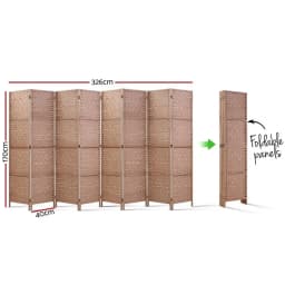 8 Panel Natural Woven Room Divider Screen 326x170cm Folding Privacy Partition for Home Office Living Room Decor