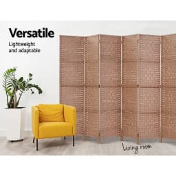 8 Panel Natural Woven Room Divider Screen 326x170cm Folding Privacy Partition for Home Office Living Room Decor