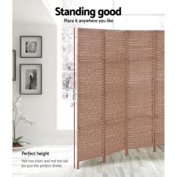 8 Panel Natural Woven Room Divider Screen 326x170cm Folding Privacy Partition for Home Office Living Room Decor