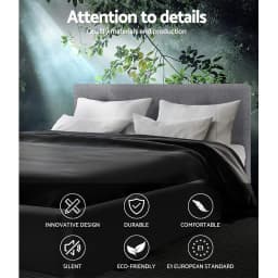 Double Size Grey Upholstered Bed Frame Modern Wooden Support Platform Bed for Home Bedroom Storage Friendly Durable Construction