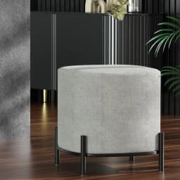 Square Linen Grey Ottoman Foot Stool Ottoman Storage Stool Seat Bench Footrest for Living Room Bedroom Home Use