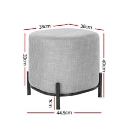 Square Linen Grey Ottoman Foot Stool Ottoman Storage Stool Seat Bench Footrest for Living Room Bedroom Home Use