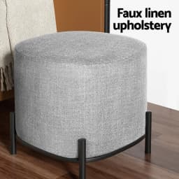 Square Linen Grey Ottoman Foot Stool Ottoman Storage Stool Seat Bench Footrest for Living Room Bedroom Home Use
