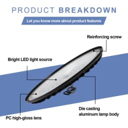 PORIYA 10 X 500W UFO LED High Bay Light Shop Industrial Workshop Warehouse Factory Lamp