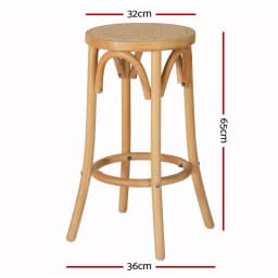 2x Wooden Bar Stools with Rattan Seat Counter Height Kitchen Breakfast Dining Chairs