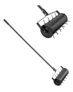 VEVOR Rolling Lawn Aerator 18in HeavyDuty Manual Lawn w/Detachable Handle 27Iron Spikes Rolling Lawn Aeration Tool for Garden
