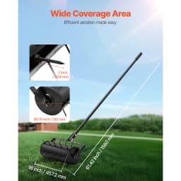 VEVOR Rolling Lawn Aerator 18in HeavyDuty Manual Lawn w/Detachable Handle 27Iron Spikes Rolling Lawn Aeration Tool for Garden