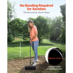 VEVOR Rolling Lawn Aerator 18in HeavyDuty Manual Lawn w/Detachable Handle 27Iron Spikes Rolling Lawn Aeration Tool for Garden