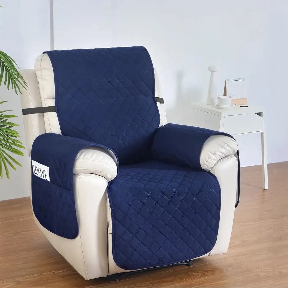 Navy Water Resistant Recliner Chair Cover for Home Furniture Protection
